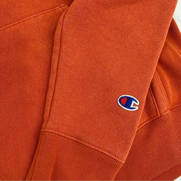 Champion Orange Vintage Women’s Reverse Weave Hooded Pullover Sweatshirt, S - Picture 6 of 12
